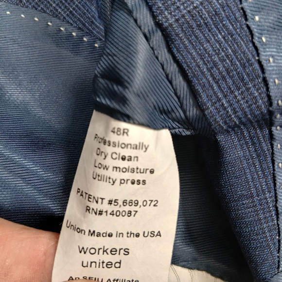 Hart Schaffner Marx Men's 48R Blue Plaid Wool Blazer Sport Coat Made in USA Read - Picture 4 of 8